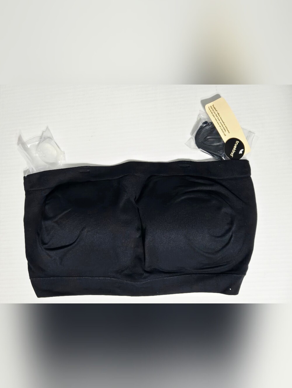 Truekind Convertible Strapless Bandeau Bra Black 3XL Removable Pads & Straps